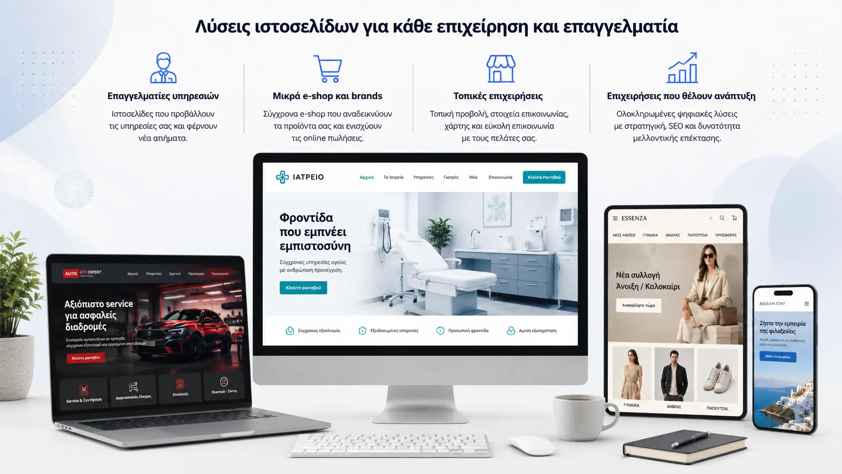 Παραδείγματα λύσεων ιστοσελίδων για διαφορετικούς επαγγελματικούς κλάδους